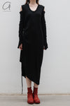 marc le bihan off shoulder pleated dress 2849 E23 black